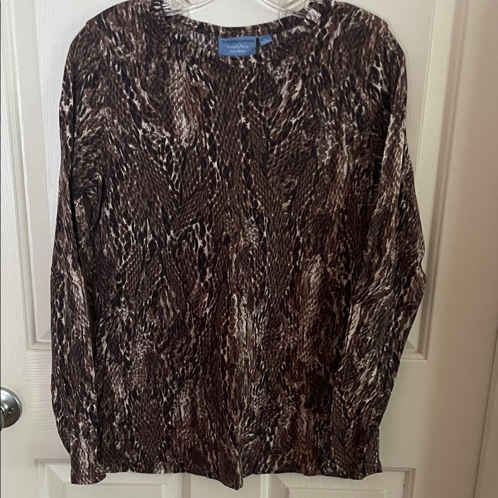 Simply Vera Vera Wang Brown Patterned Top